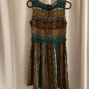 NWOT GORGEOUS BROWN & BLUE PATTERNED EARTHBOUND DRESS